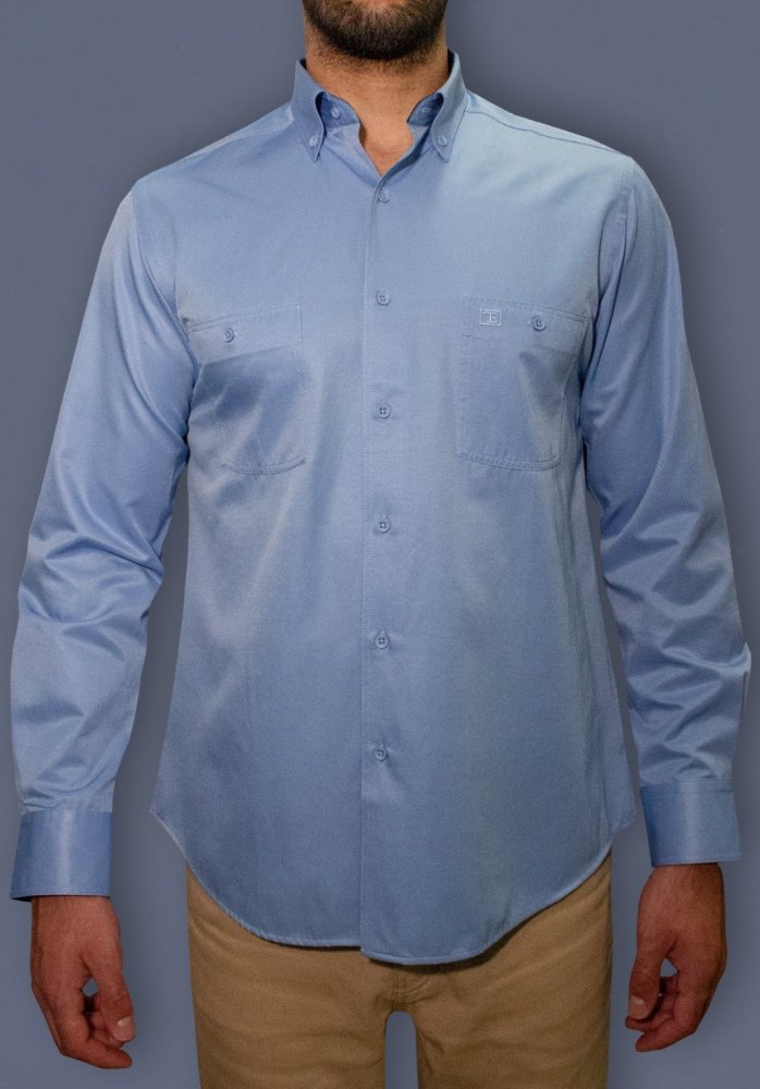 Saten Gömlek Çift Cep Uzun Kol K.Mavi 750s-24-10